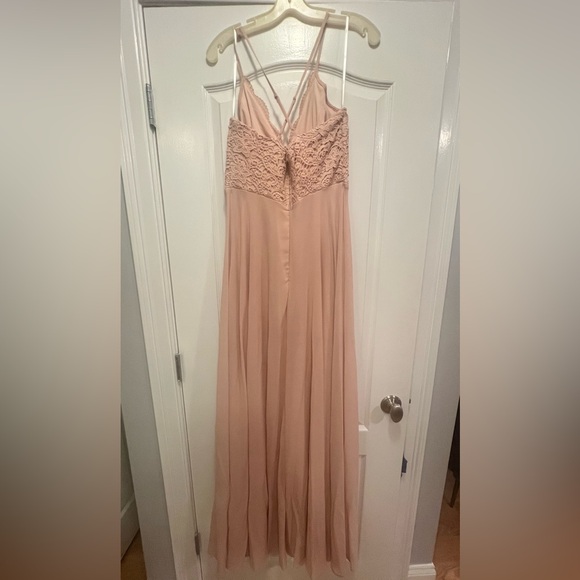 Lulu’s Blush Pink Full Length Chiffon Gown - M - Picture 4 of 5